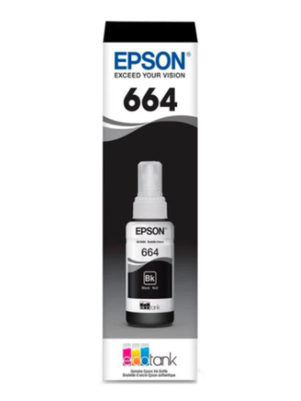 Botella de Tinta Epson T664 T664120 AL Negro 4000 páginas EcoTank